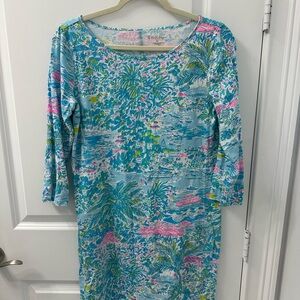 Lilly Pulitzer Blue Sheath Dress with Raglan Sleeves